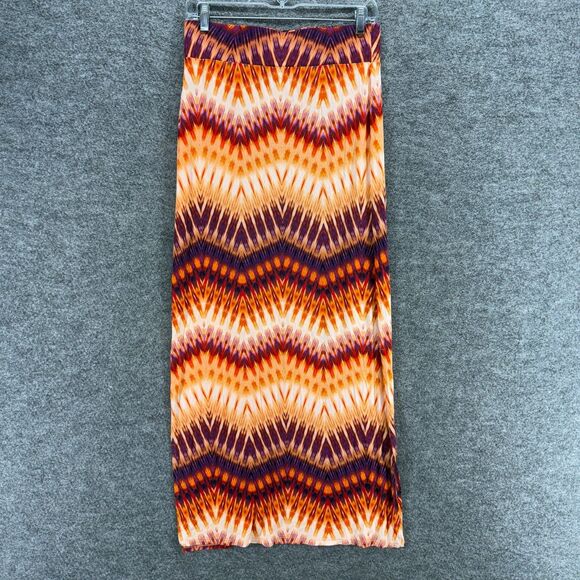 A New Approach Skirt Women S Small Orange Striped Maxi Long Rayon Mid Rise - Picture 2 of 7